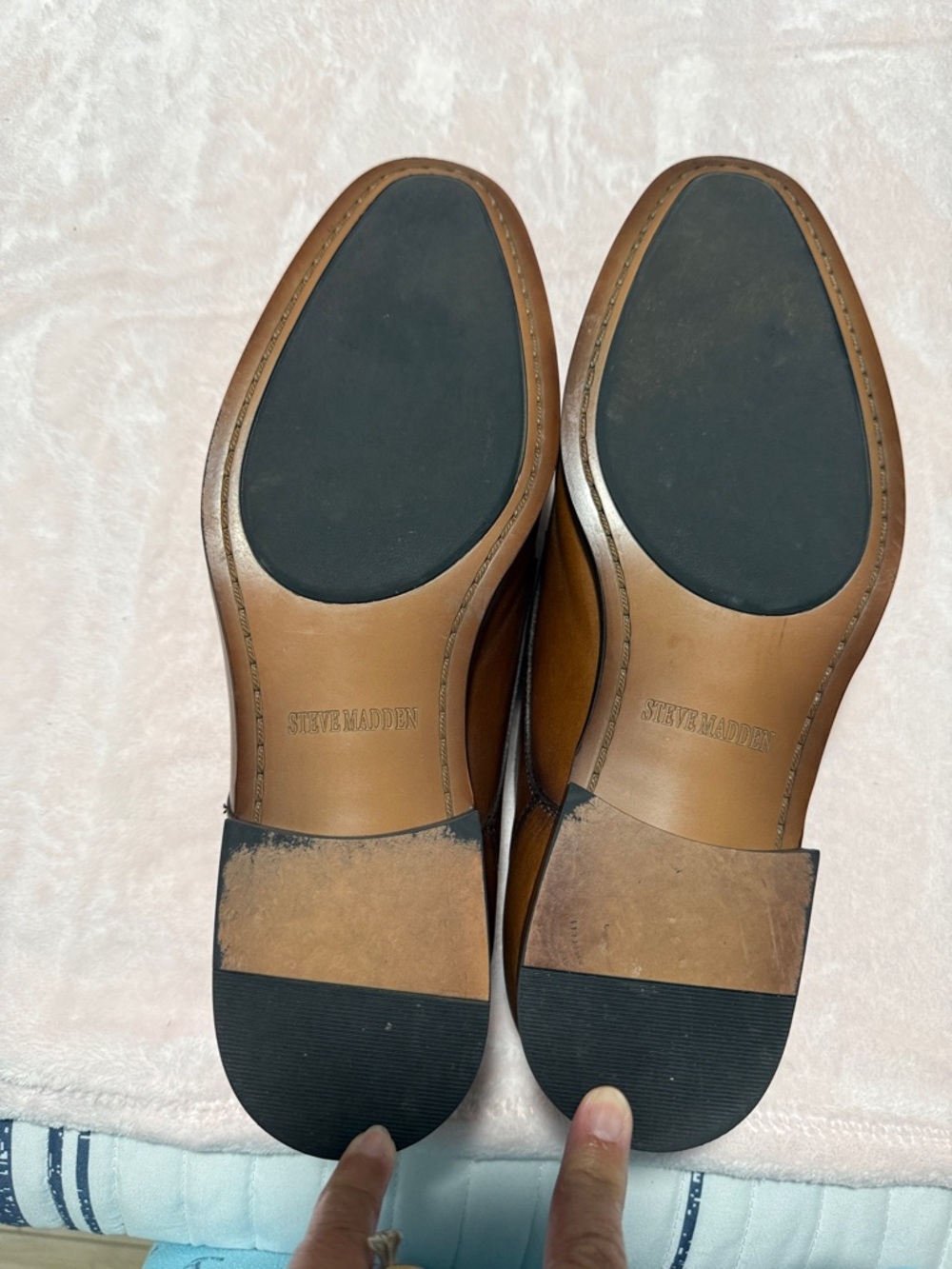 Steve Madden Men's Cognac Brown Leather Double Monk Strap Oxfords - Picture 3 of 5